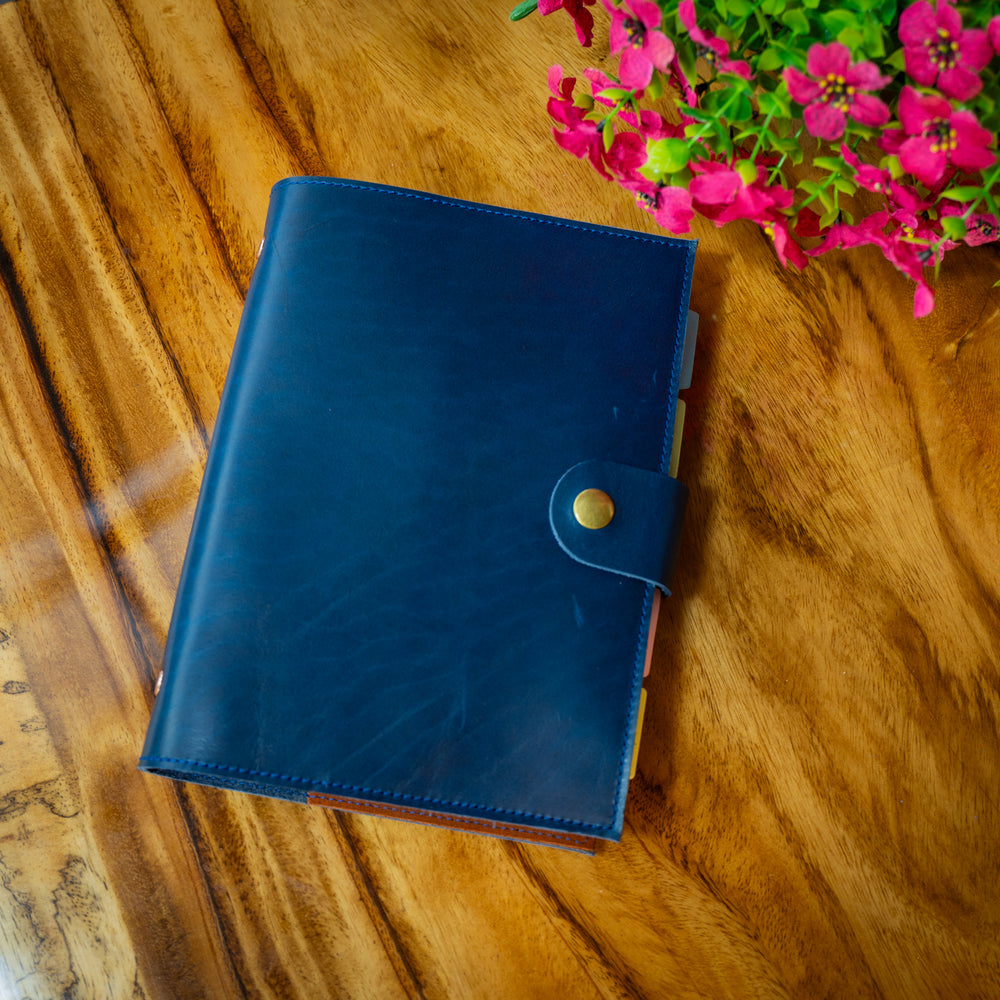 Leather Padfolio with Spiral Refill - Navy