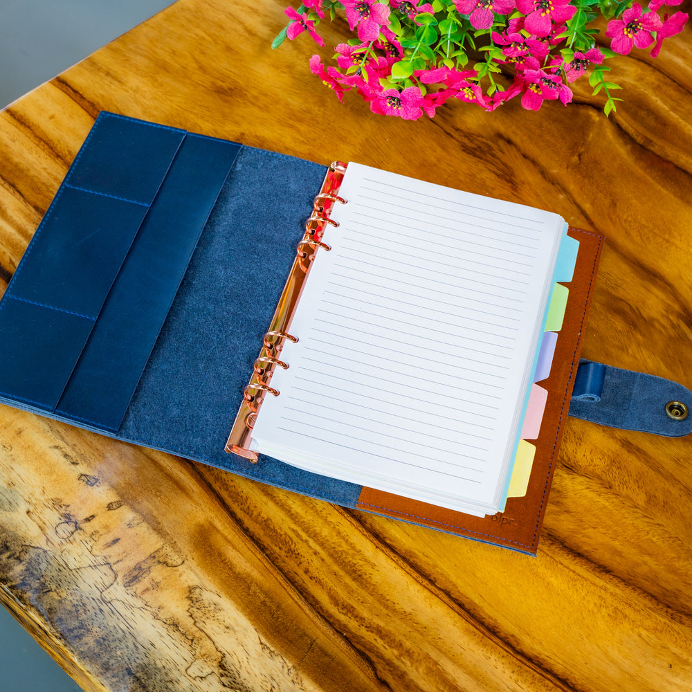 Leather Padfolio with Spiral Refill - Navy