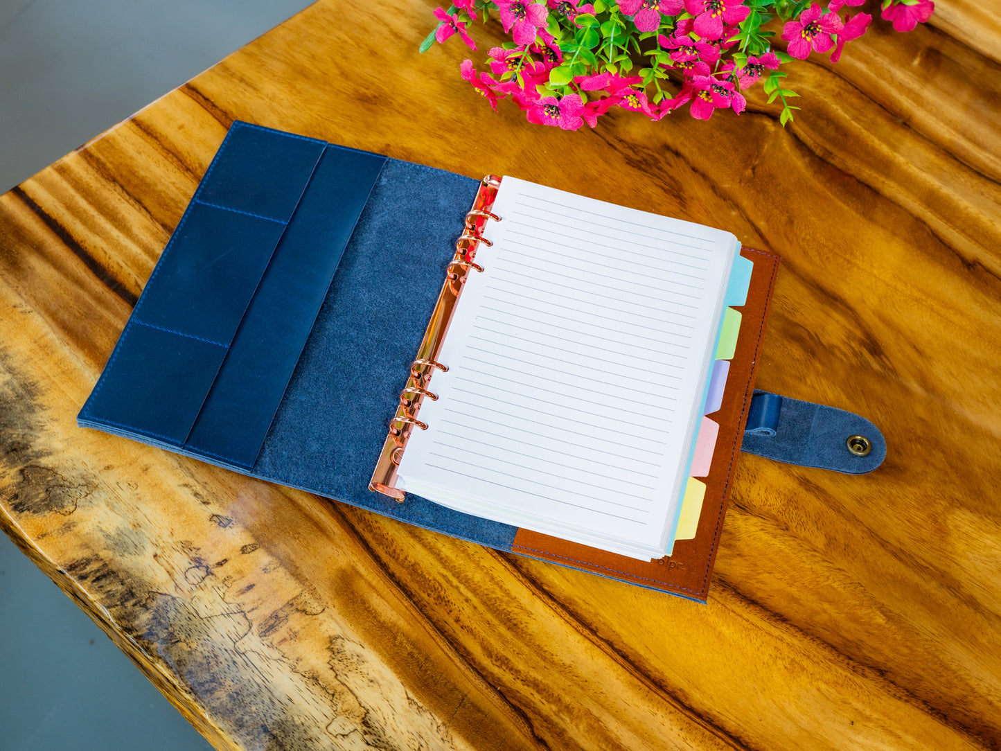 Leather Padfolio with Spiral Refill - Navy