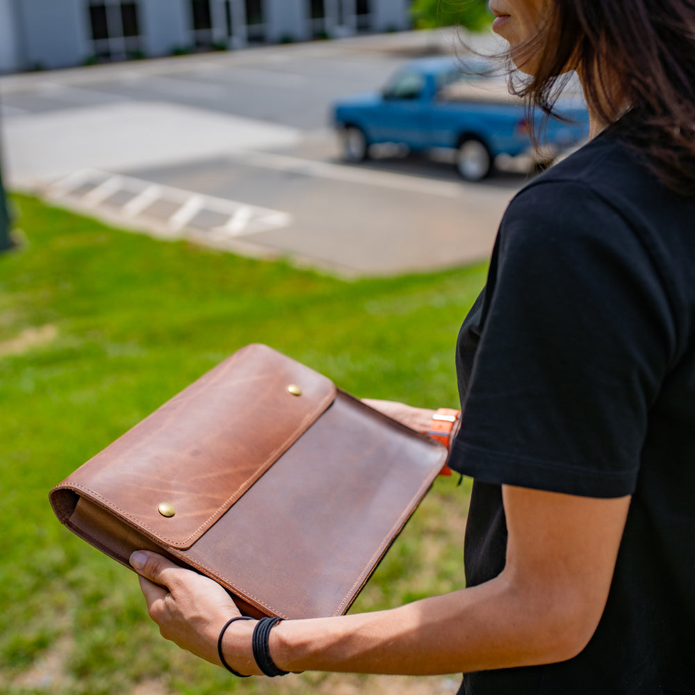 Leather Document Folder - Chestnut