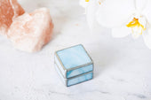Light Blue Glass Ring Box