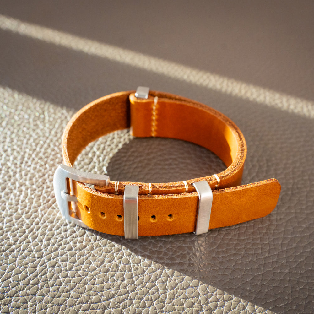 Nato Zulu Leather Watch Band 1 piece - Natural