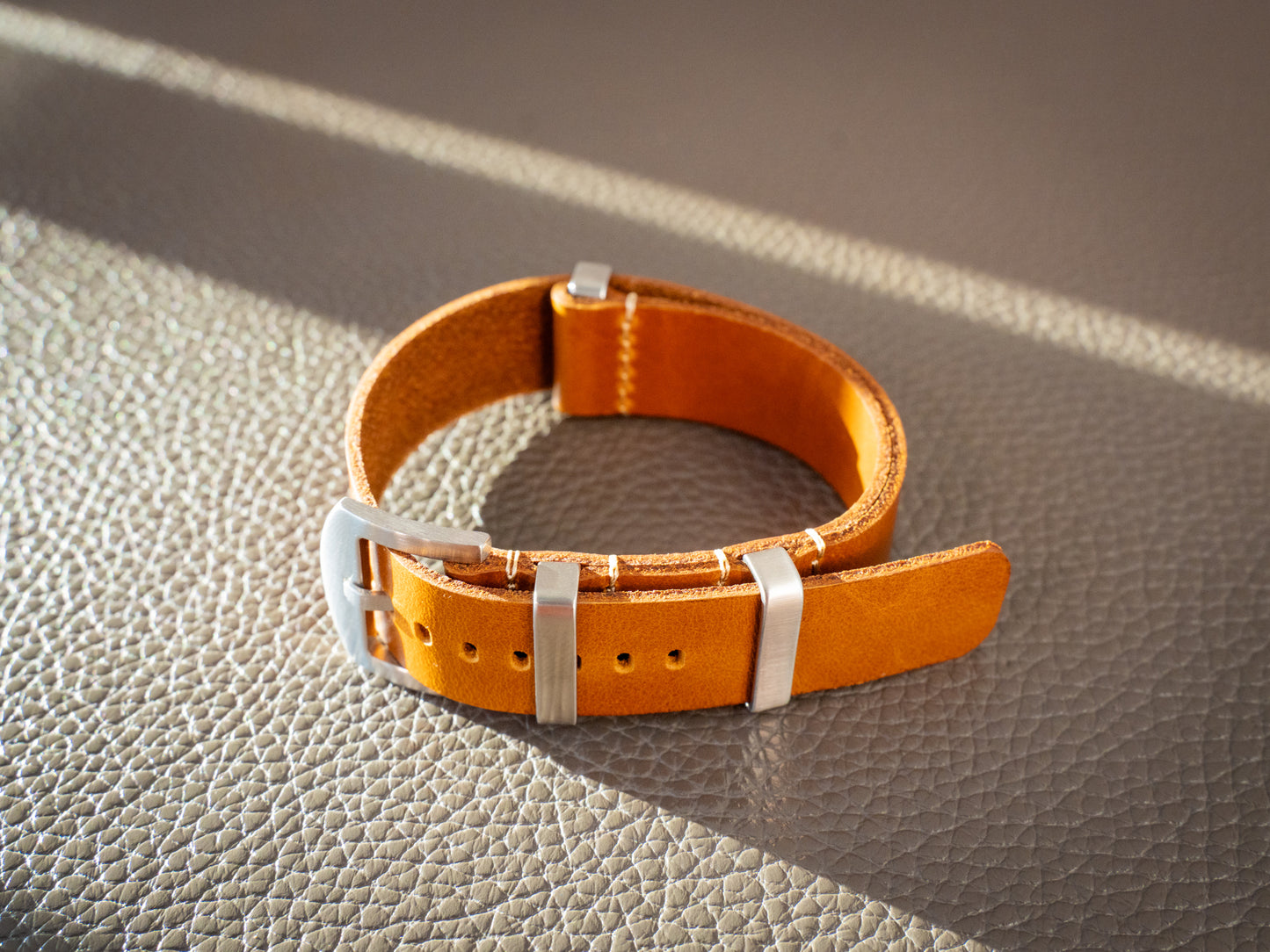 Nato Zulu Leather Watch Band 1 piece - Natural