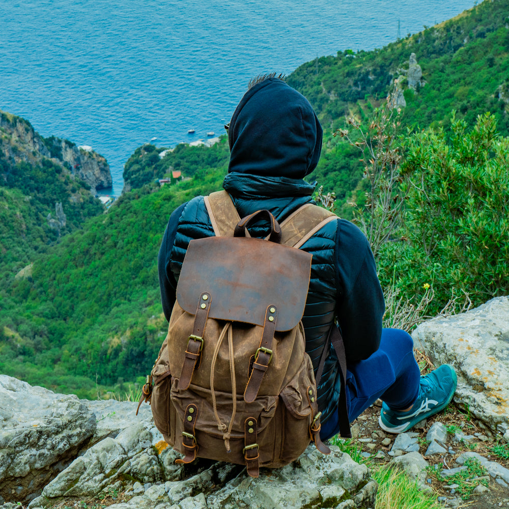 Canvas and Crazy Horse Leather Backpack Adventure for Man