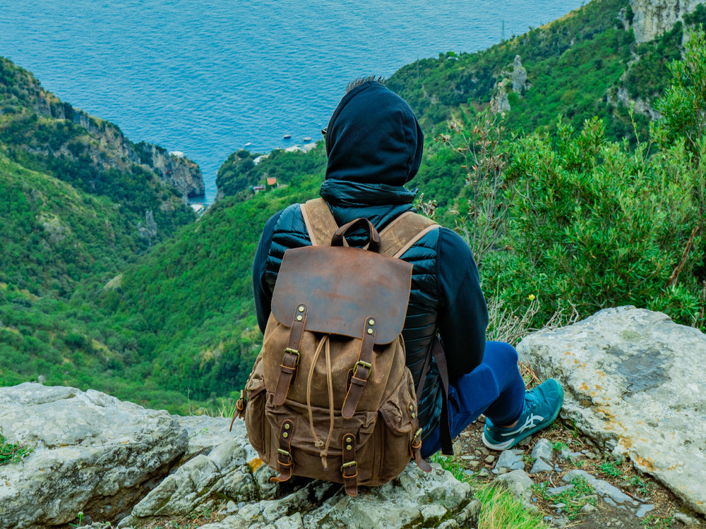 Canvas and Crazy Horse Leather Backpack Adventure for Man