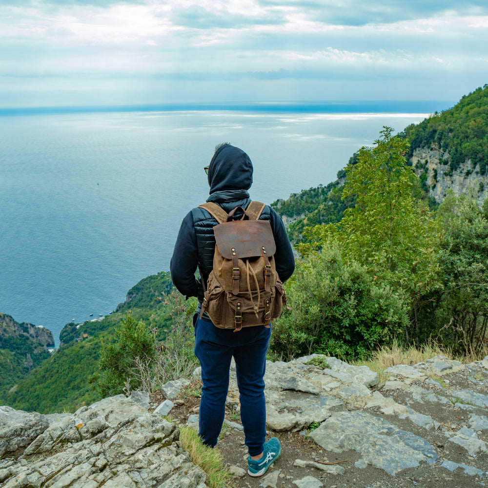 Canvas and Crazy Horse Leather Backpack Adventure for Man