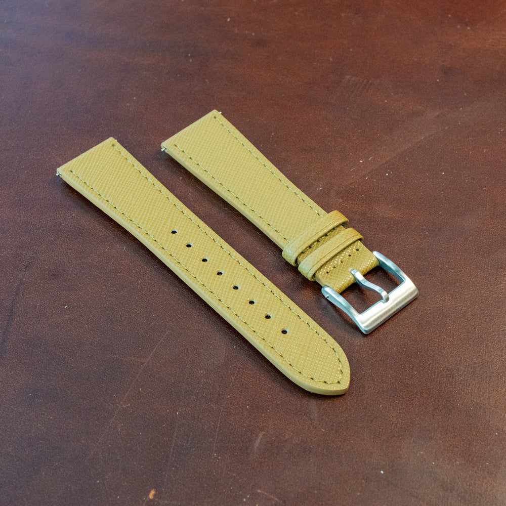 Saffiano Leather Watch Band - Pistachio