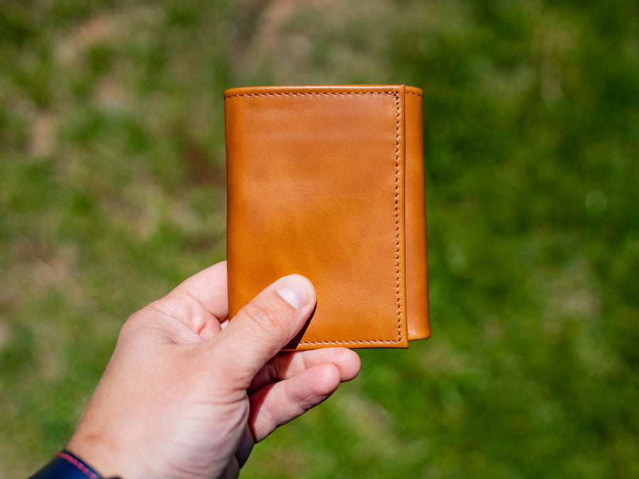 Soft Leather Trifold Wallet - Whiskey