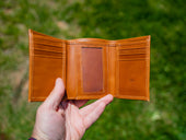 Soft Leather Trifold Wallet - Whiskey