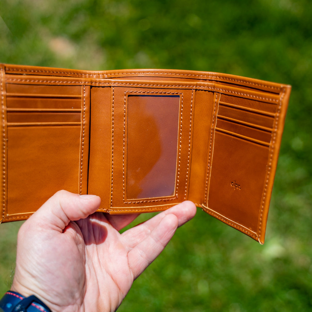 Soft Leather Trifold Wallet in Whiskey