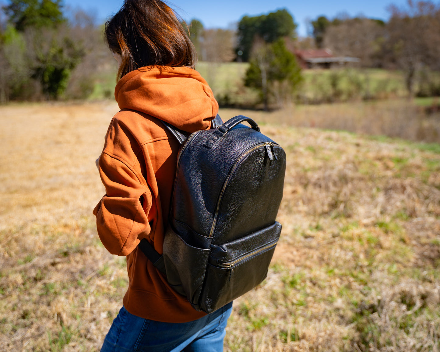 black leather backpack usa Italian Leather Backpack Urban - Black