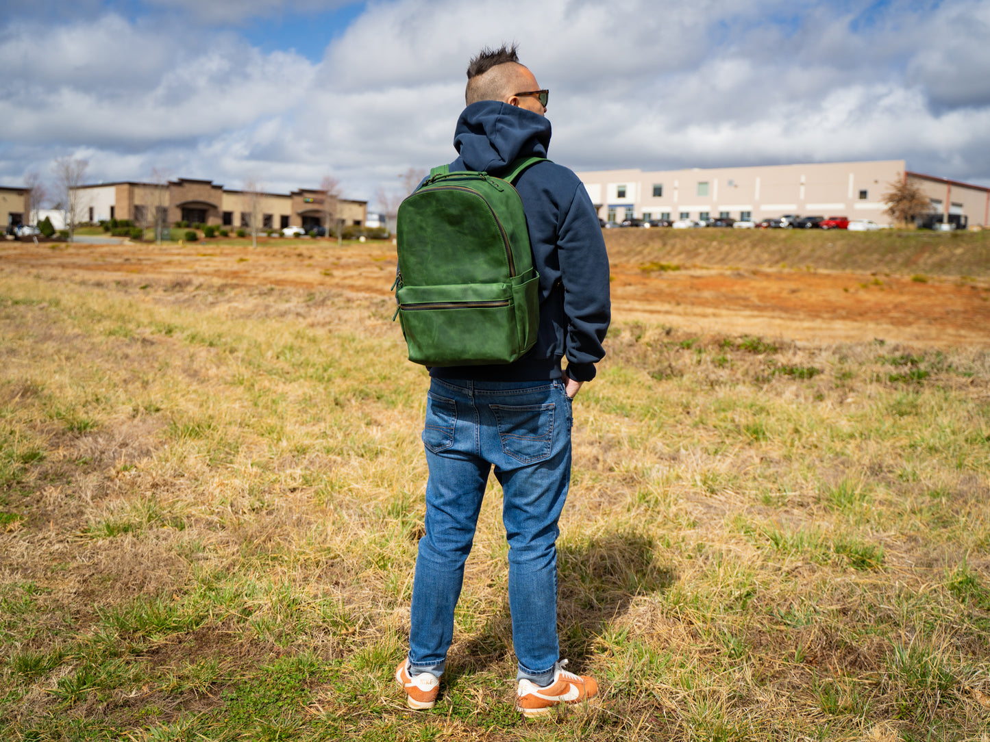 Crazy Horse Leather Backpack Urban - Green Moss