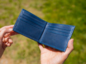 Classic Leather Bifold Wallet - Navy