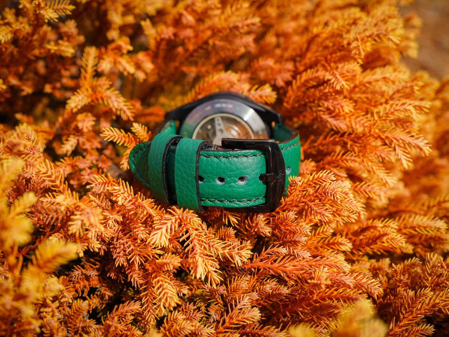 Italian Leather Watch Band - Bus Green