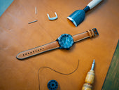 Italian Leather Watch Band with Rubber Backing - Natural