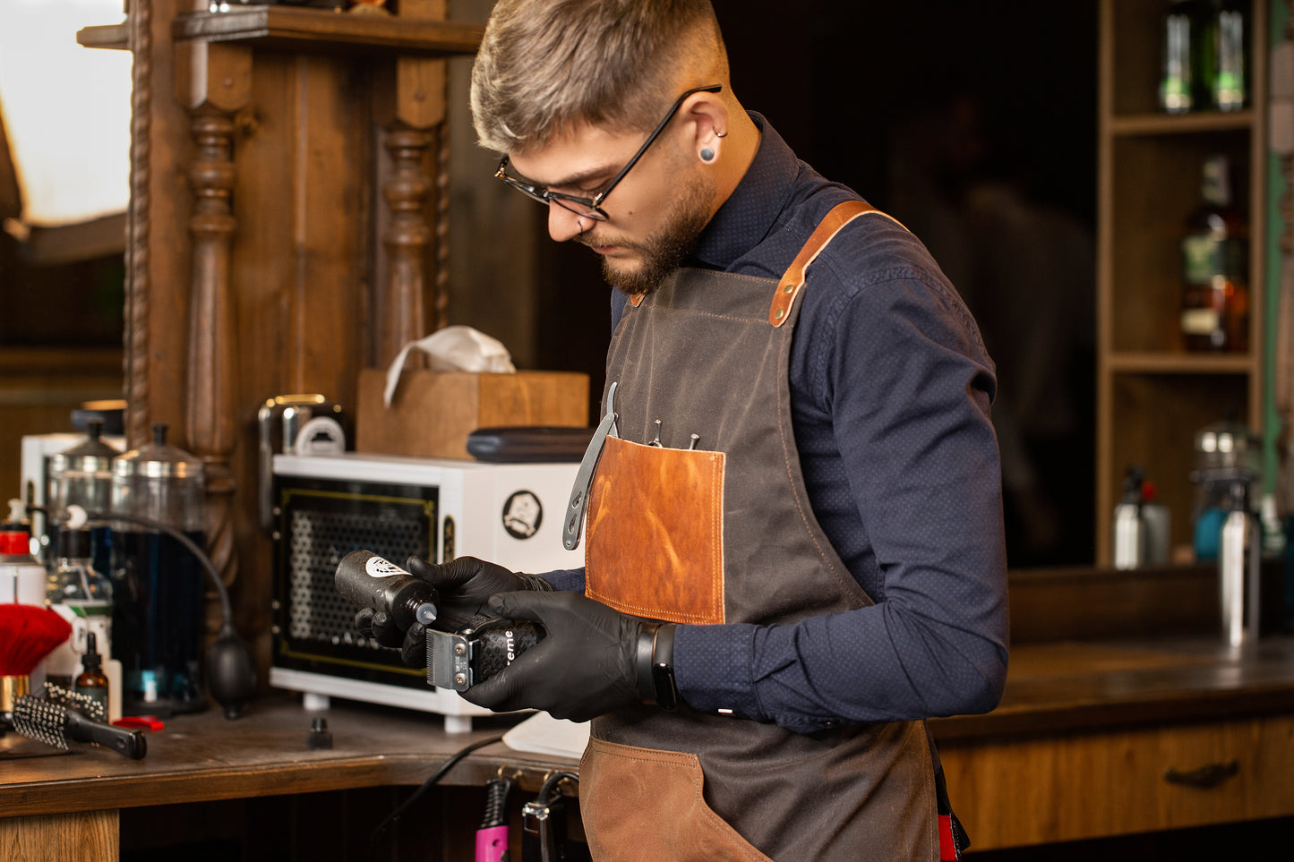 Waxed Canvas and Leather Apron - Dark Chocolate