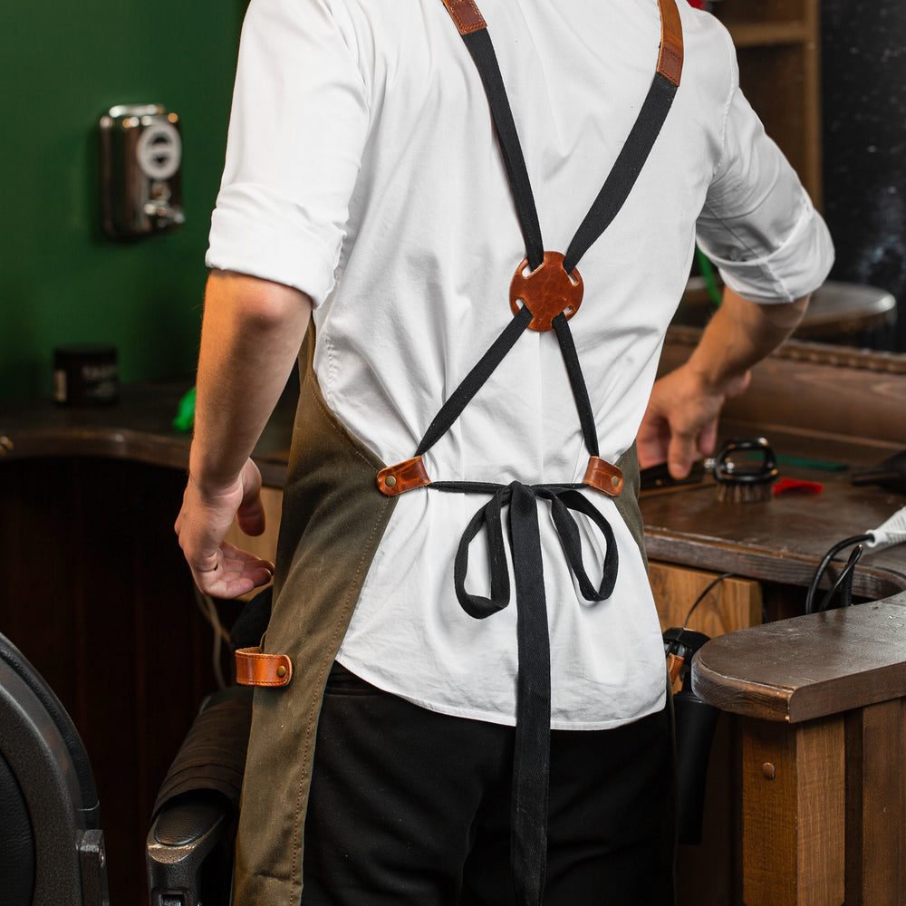 
                      
                        Waxed Canvas and Leather Apron - Green
                      
                    