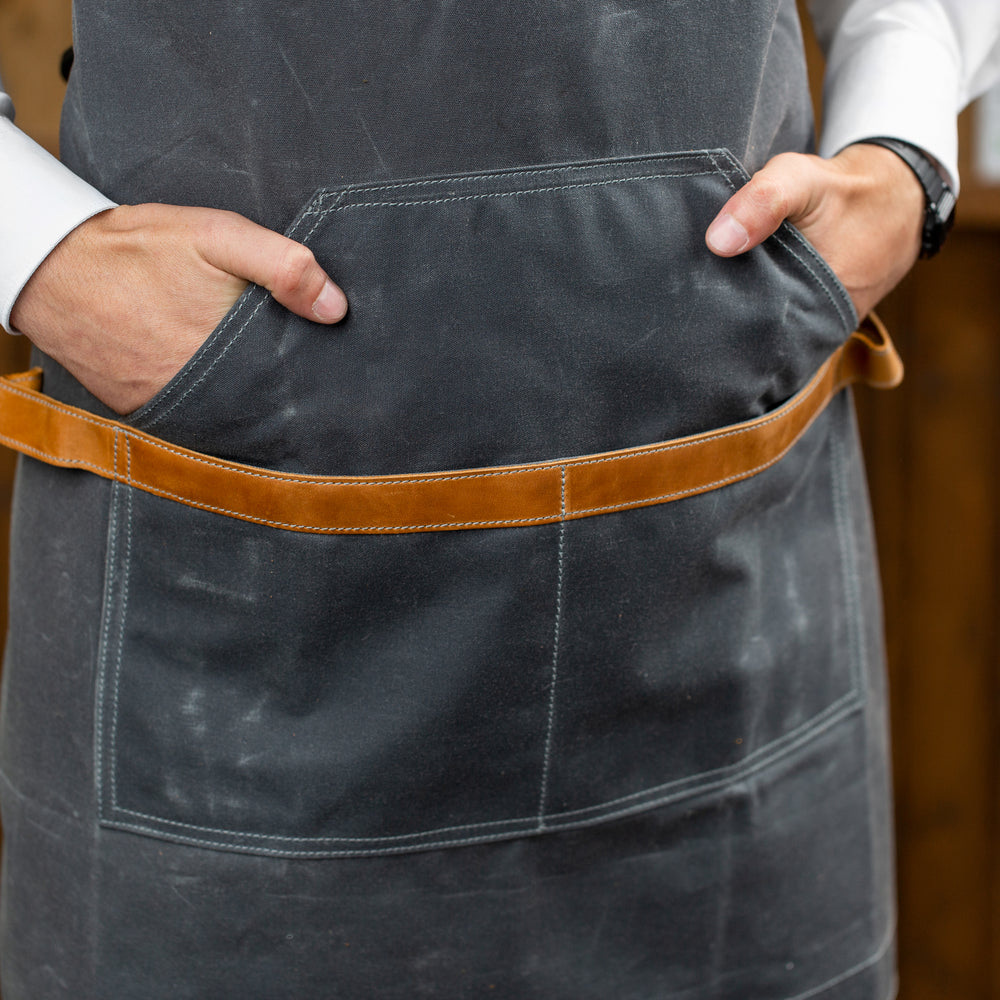 
                      
                        Waxed Canvas and Leather Apron - Grey
                      
                    