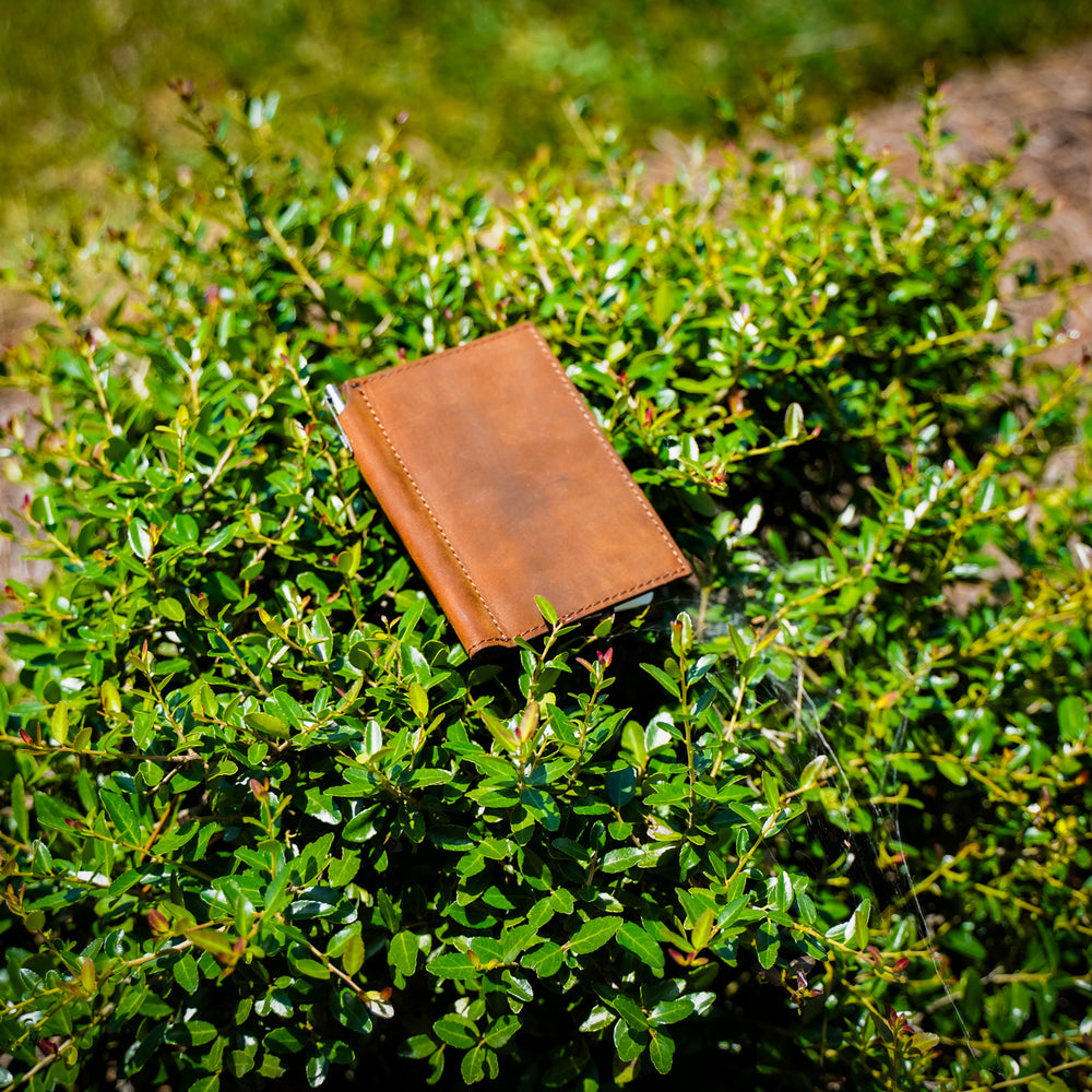 Crazy Horse Leather Mini Journal with Pen - Brown