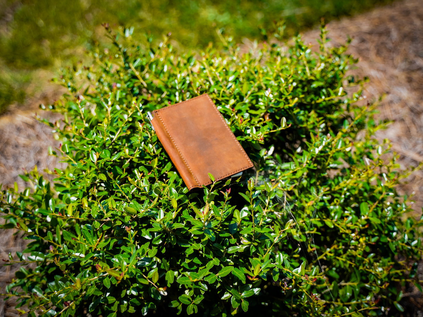 Crazy Horse Leather Mini Journal with Pen - Brown