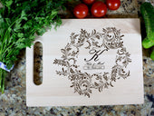 Personalized Wooden Cutting Board with Wreath Design Cutting Boards - olpr.