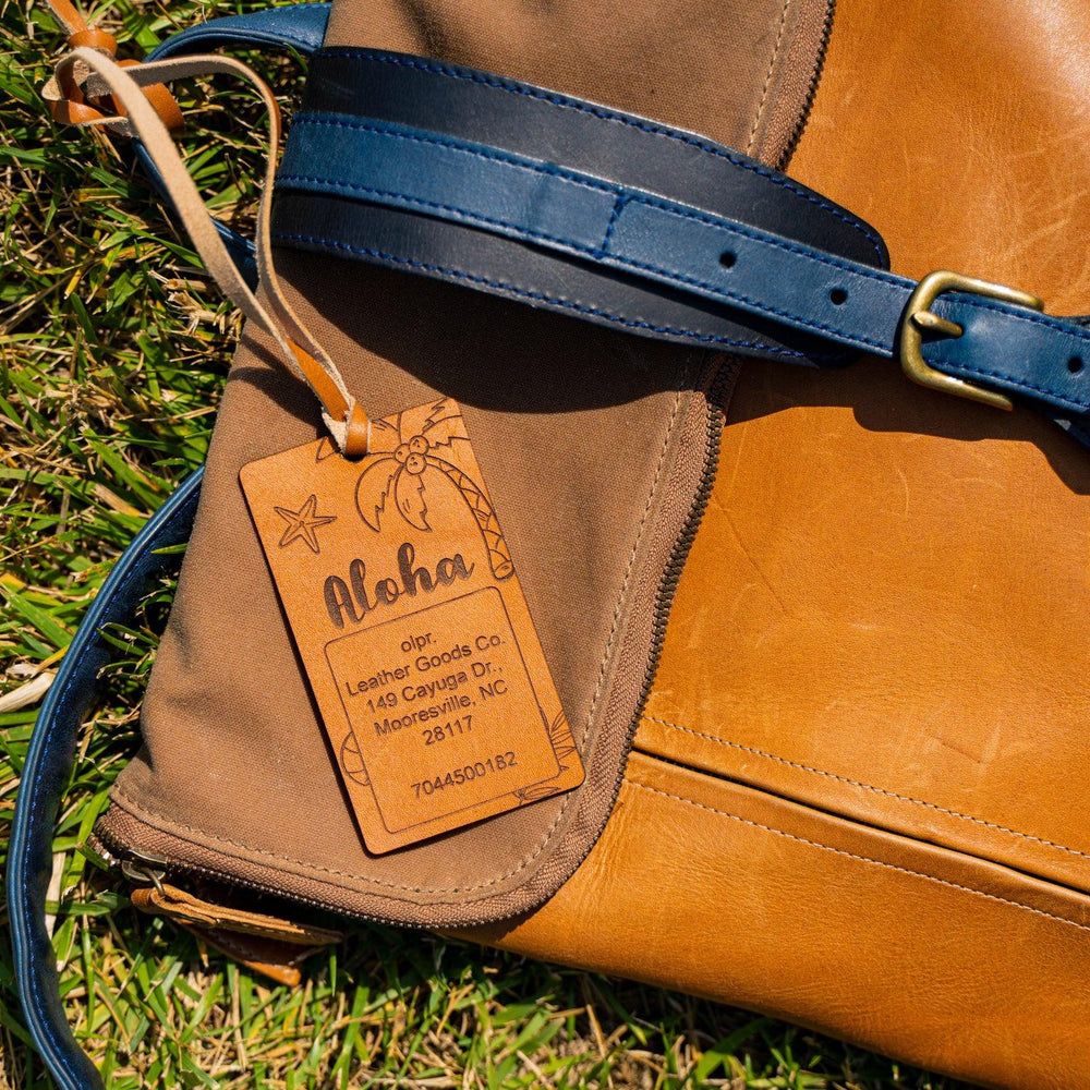backpack label from leather Handmade Milwaukee Leather Luggage Tag Aloha