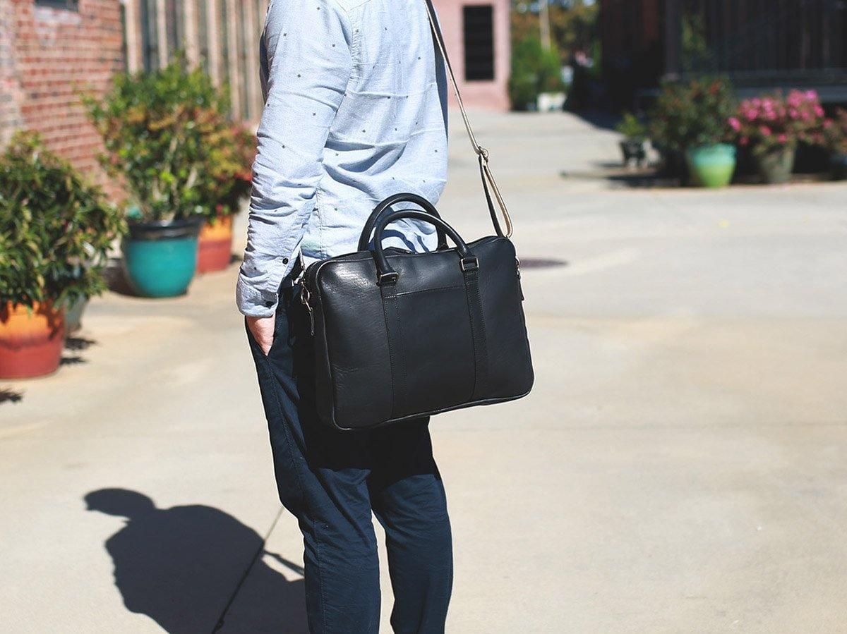 American Leather Laptop Bag - Black