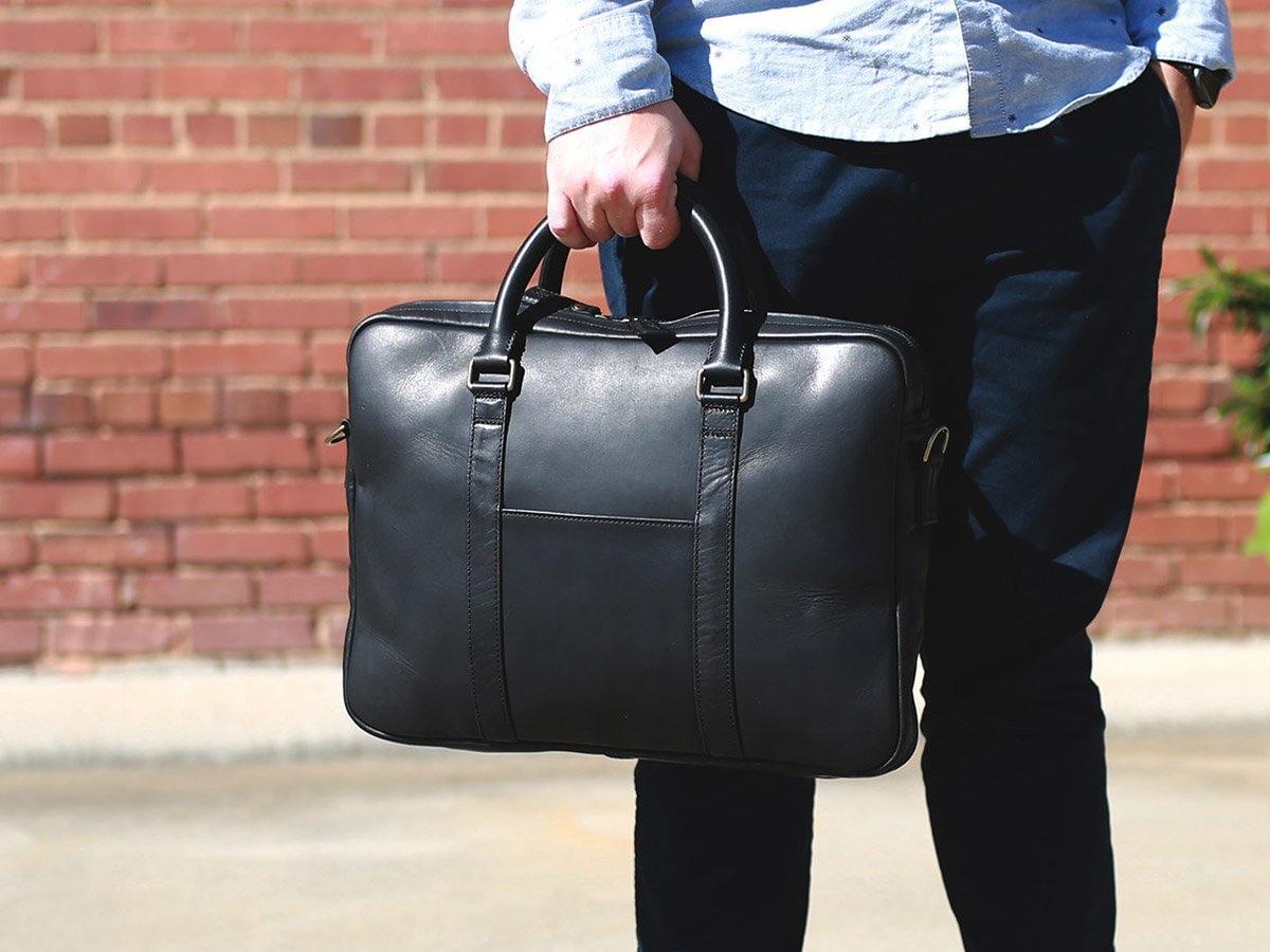 American Leather Laptop Bag - Black