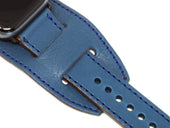 Apple Watch Cuff Band Of Italian Leather - Blue