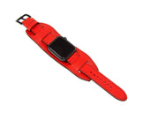 Apple Watch Cuff Band Of Italian Leather - Red
