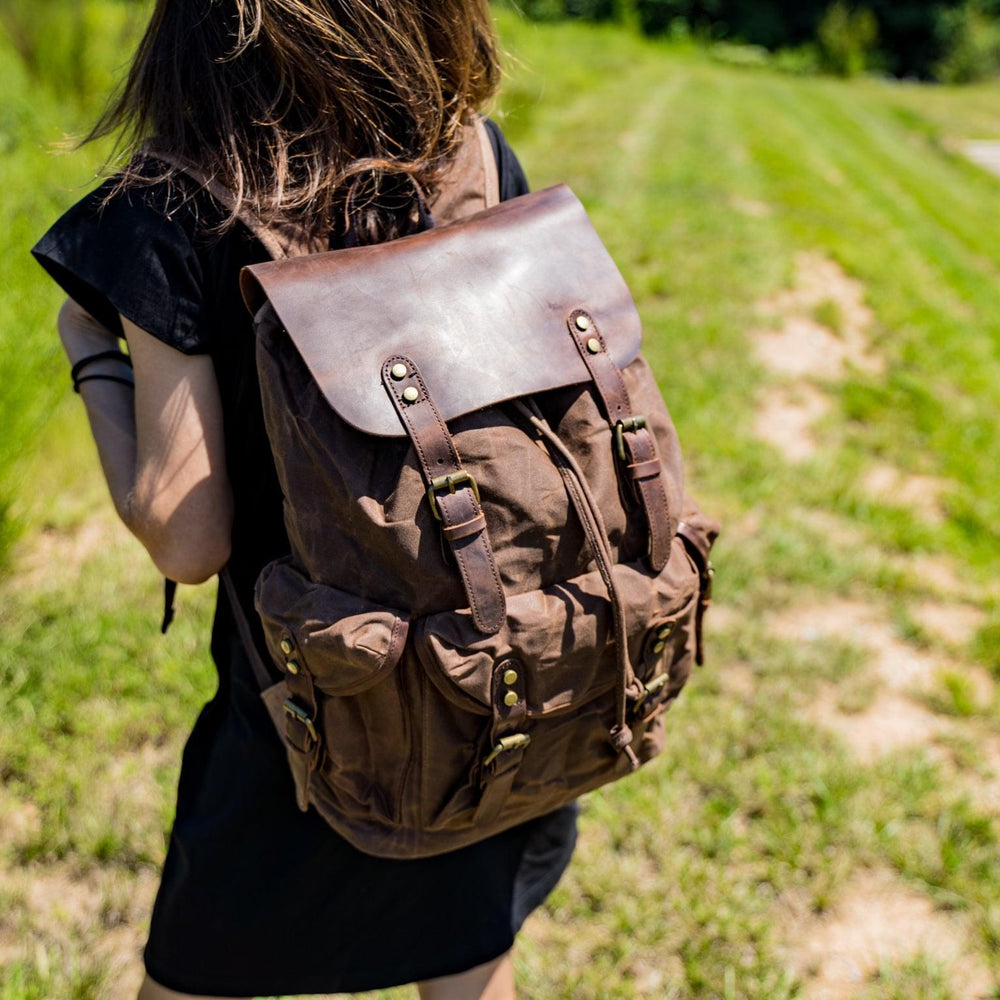 Canvas and Crazy Horse Leather Backpack Adventure