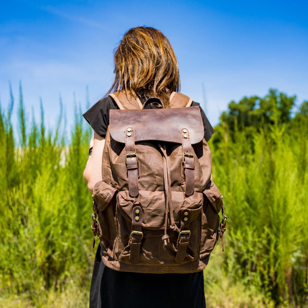 
                      
                        Canvas and Crazy Horse Leather Backpack Adventure
                      
                    