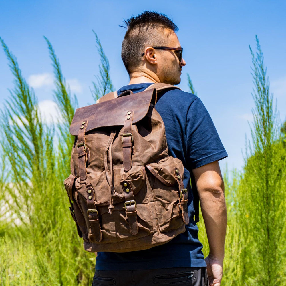 canvas leather backpack Canvas and Crazy Horse Leather Backpack Adventure