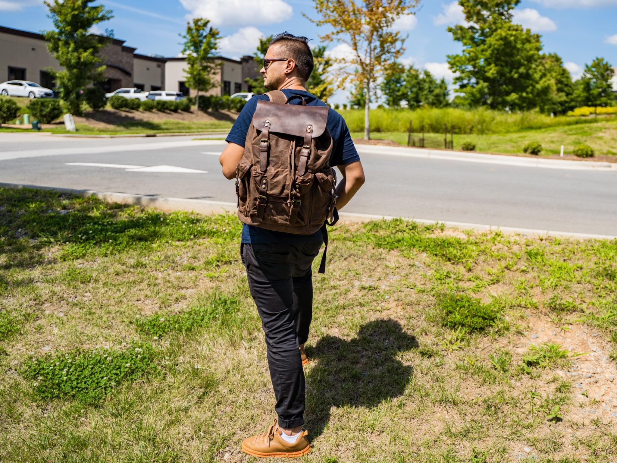 Randonnée leather backpack