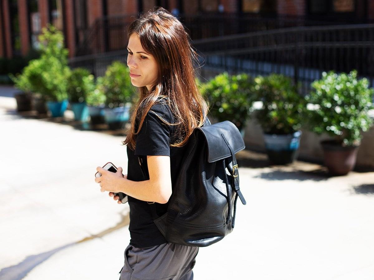 derby backpack in pebble leather Backpack Charlotte Of Soft Pebble Leather - Black
