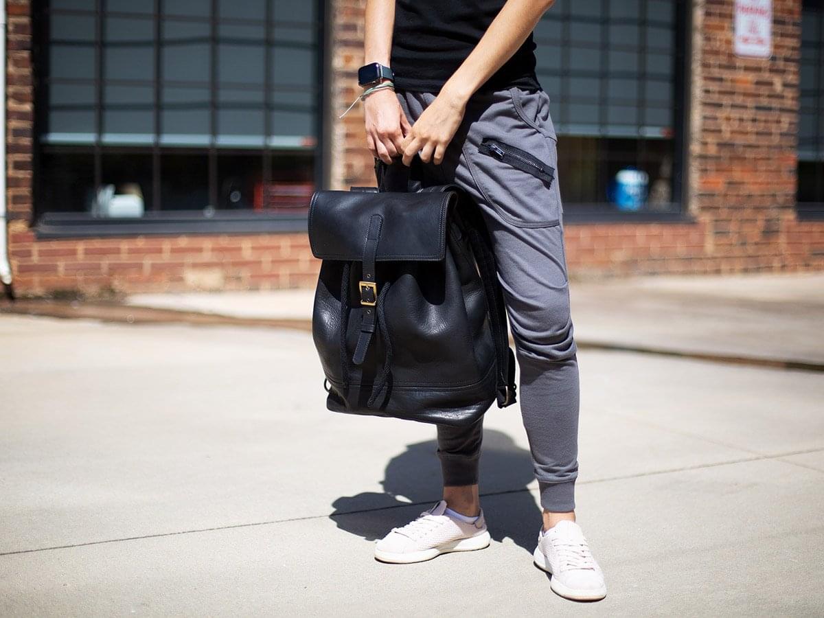 Backpack Charlotte Of Soft Pebble Leather - Black