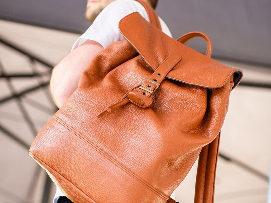 Backpack Charlotte Of Soft Pebble Leather - Tawny