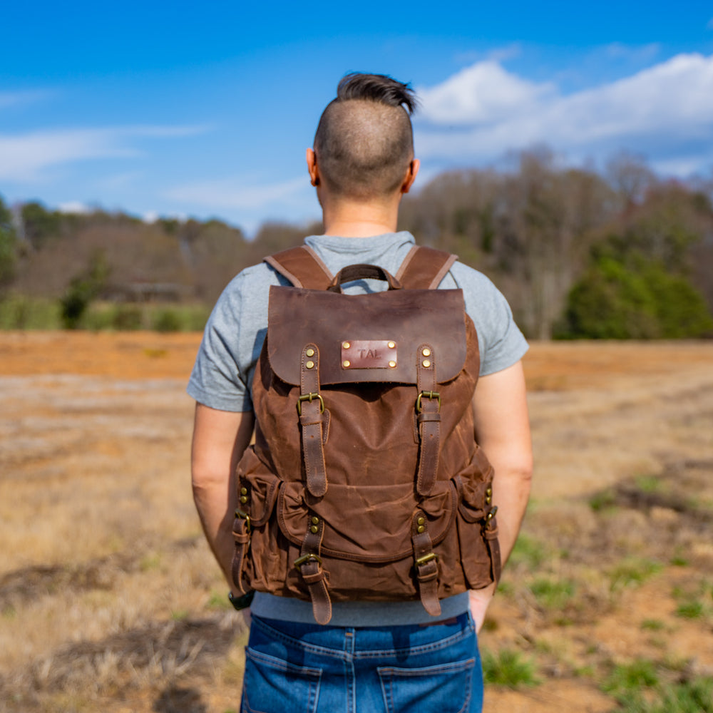 
                      
                        Canvas and Crazy Horse Leather Backpack Adventure
                      
                    