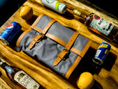 Waxed Canvas and Leather Bartender Bag - Grey Bartender Roll - olpr.