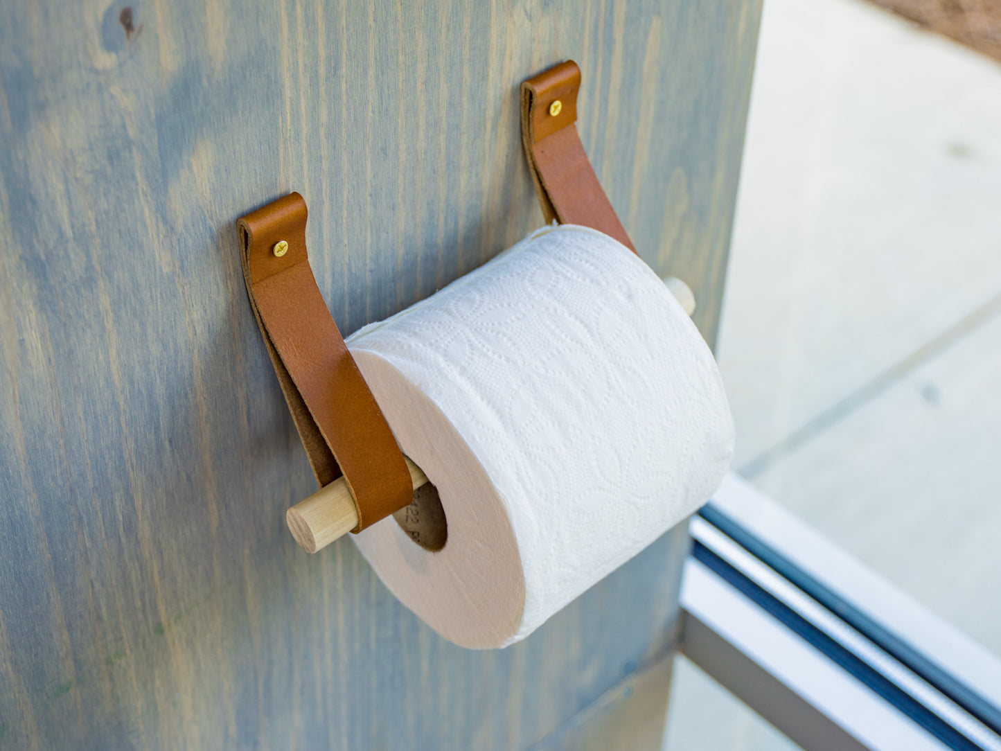 Leather and Wood Toilet Paper Holder - Natural Toilet Paper Holders - olpr.