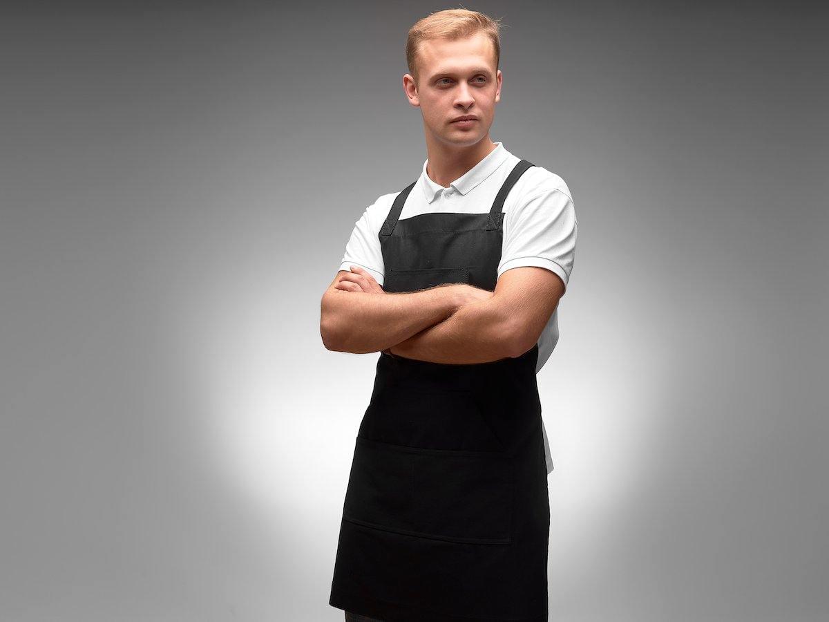 Bib Apron with Pockets - Black