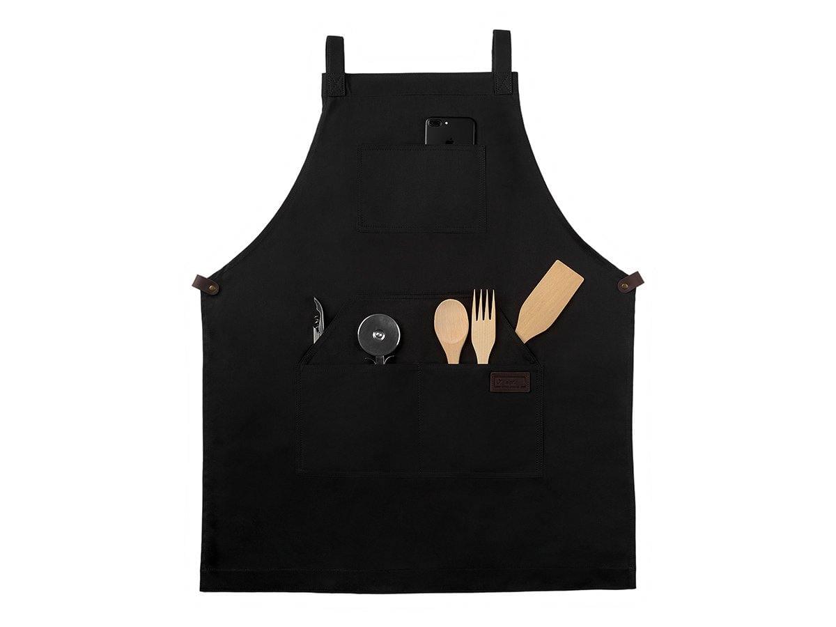 Bib Apron with Pockets - Black