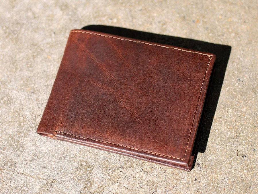 Handmade Leather Cool Mens billfold Leather Wallet Men Small Bifold Wa
