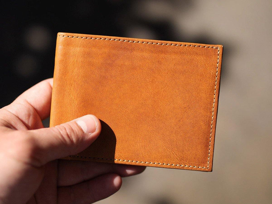 Handmade Classic Leather Bifold Wallet - Natural | olpr. Natural