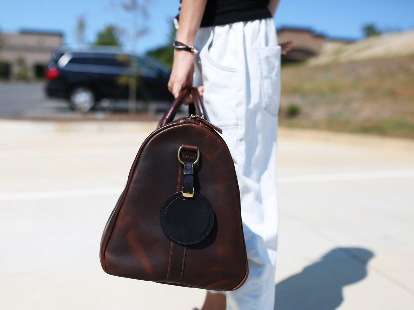 Leather Travel Tag - Black Travel Tag - olpr.