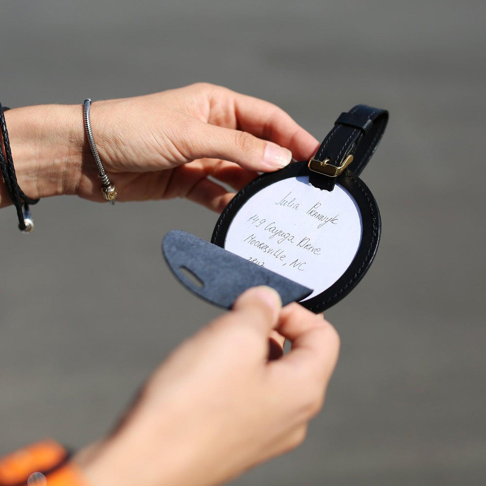
                      
                        Leather Travel Tag - Black Travel Tag - olpr.
                      
                    