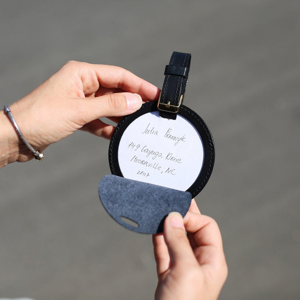 
                      
                        Leather Travel Tag - Black Travel Tag - olpr.
                      
                    