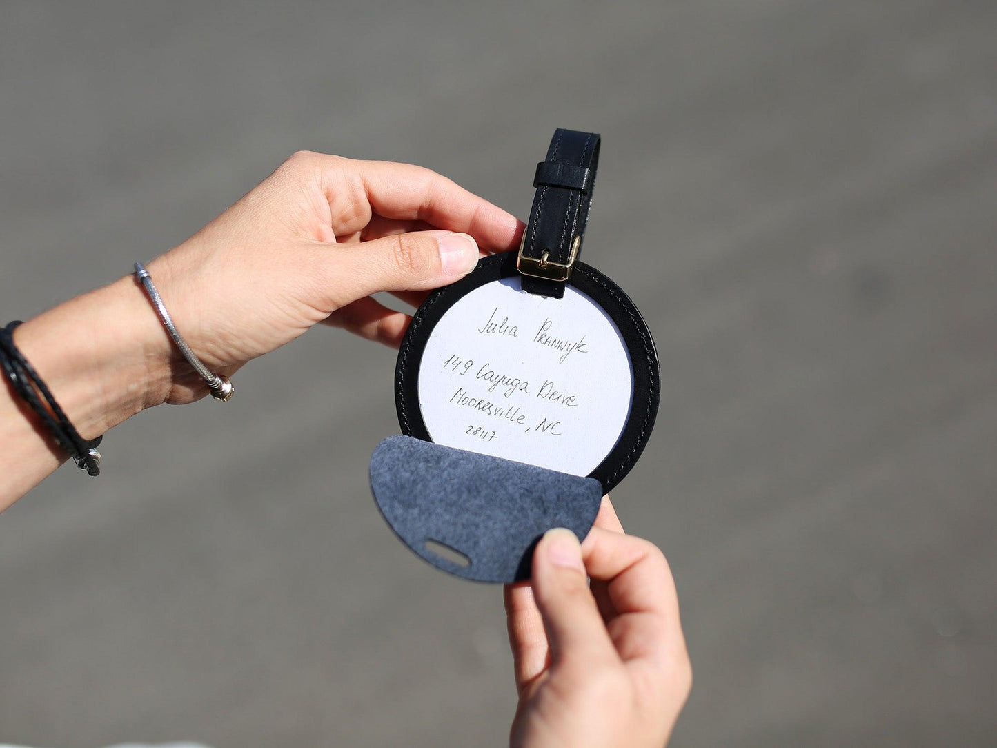Leather Travel Tag - Black Travel Tag - olpr.