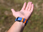 Dual Color Italian Leather Apple Watch Band - Blue and Orange iWatch Strap - olpr.