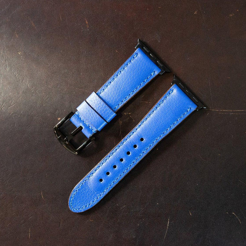 Italian Leather Apple Watch Band - Ultramarine iWatch Strap - olpr.